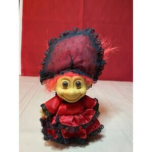 Vintage RUSS Around the World Troll Doll Girl 5" Red Black Lace Dress Veil SPAIN